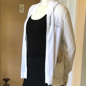 M Rena White Summer ZIP Up Sweater